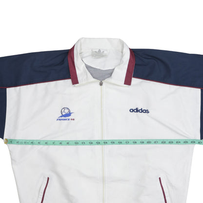 Adidas Mens White France 98 Windbreaker Jacket L Vintage 90s