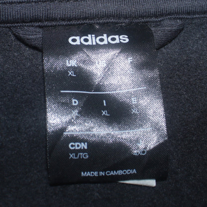 Adidas Men Black XL Full Zip Hoodie with Logo Stripe Detail