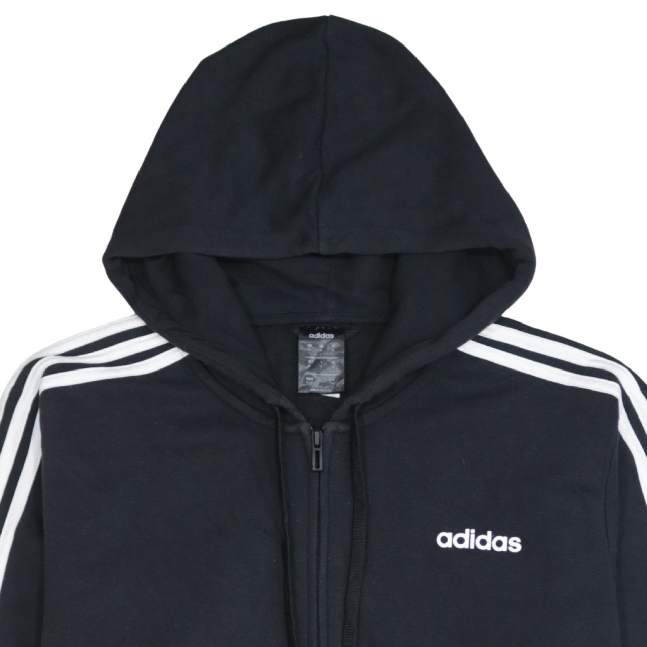 Adidas Men Black XL Full Zip Hoodie with Logo Stripe Detail