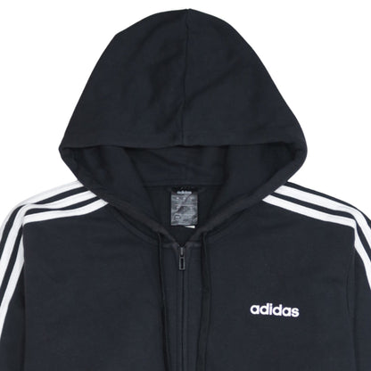 Adidas Men Black XL Full Zip Hoodie with Logo Stripe Detail