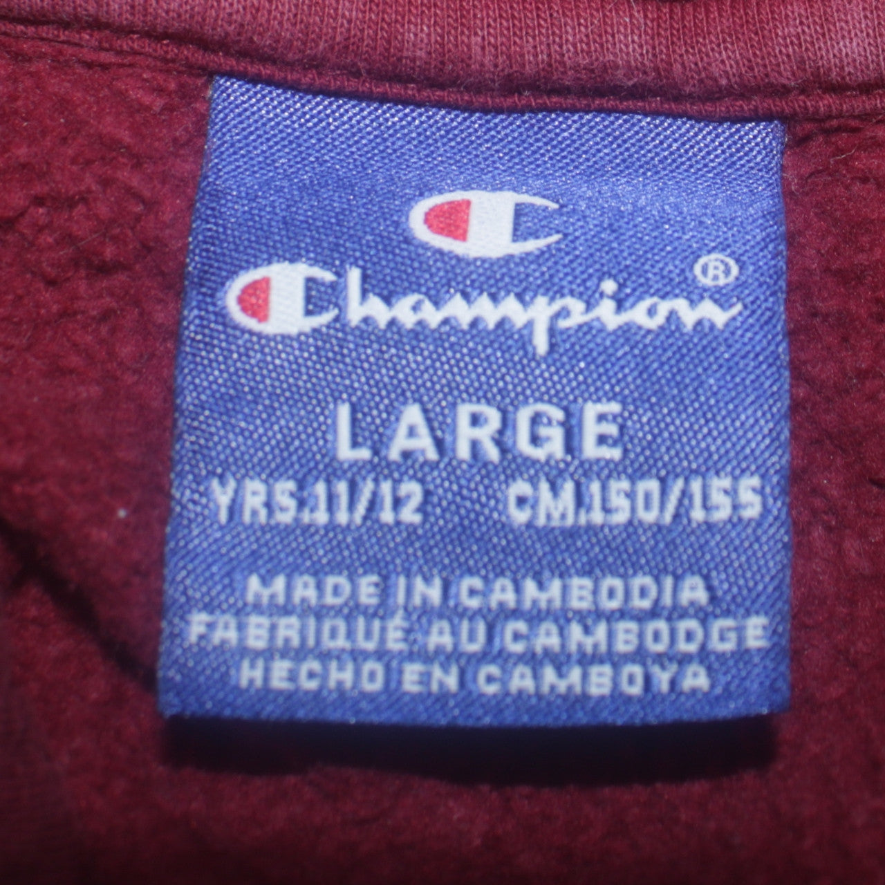 Champion Boys Burgundy Hoodie 11-12 Years Pullover Fleece Logo Casual