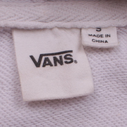Vans Men’s White Pullover Hoodie Small Logo Graphic Fleece