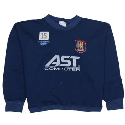 Reebok Men's Blue XL Aston Villa Pullover Sweatshirt Vintage Football Top