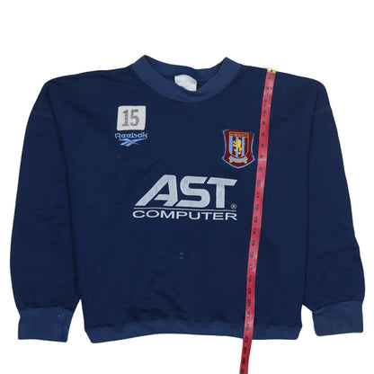 Reebok Men's Blue XL Aston Villa Pullover Sweatshirt Vintage Football Top