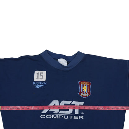 Reebok Men's Blue XL Aston Villa Pullover Sweatshirt Vintage Football Top