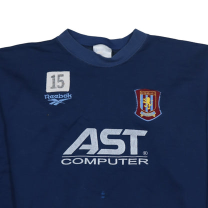 Reebok Men's Blue XL Aston Villa Pullover Sweatshirt Vintage Football Top