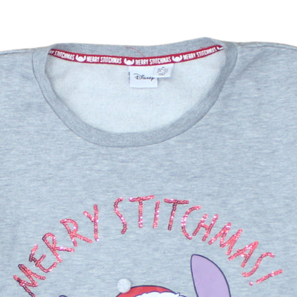 Disney Women Grey Stitch Christmas Sweatshirt Size M 12/14
