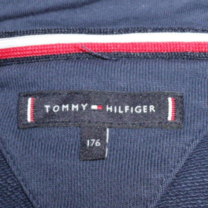 Tommy Hilfiger Boys Blue Pullover Hoodie Size 176 Logo Cotton Sweatshirt