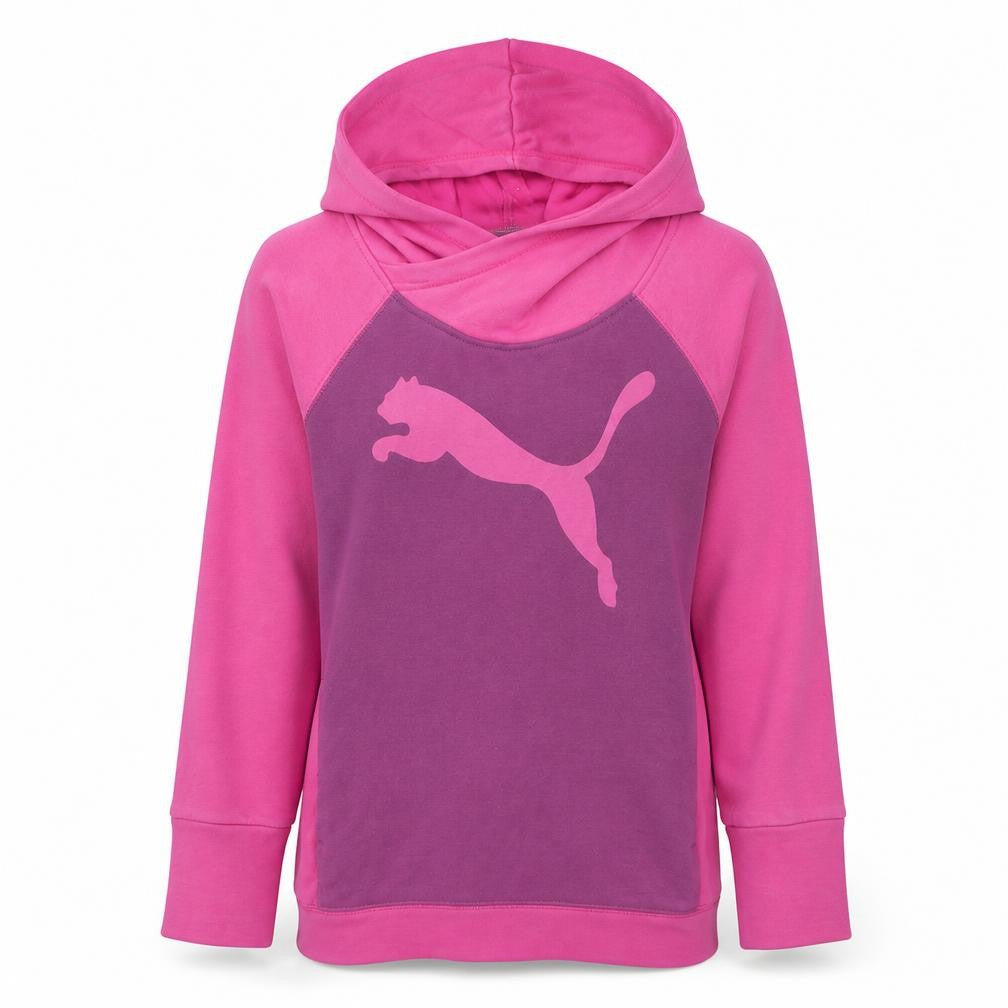 Front view of Puma Women's Pink Pullover Hoodie, size 12, Cotton Blend Casual