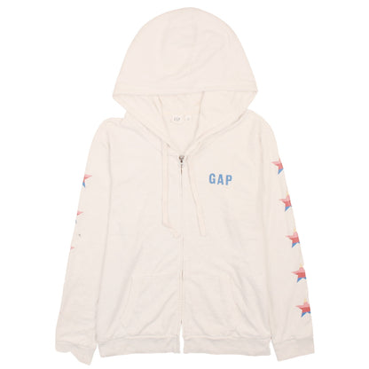 GAP Men’s White XL Full Zip Hoodie with Star Sleeves