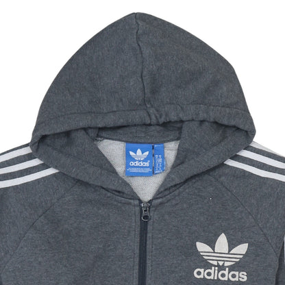 Adidas Men Grey Full Zip Hoodie Size M Regular Fit Sportswear