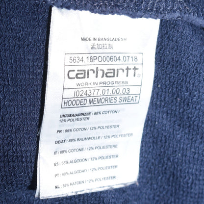Carhartt Mens Blue Pullover Hoodie L Hooded Sweatshirt