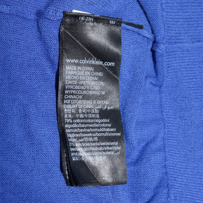 Calvin Klein Men Blue Cotton Silk Crew Neck Jumper Size L