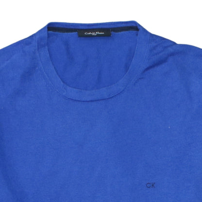 Calvin Klein Men Blue Cotton Silk Crew Neck Jumper Size L
