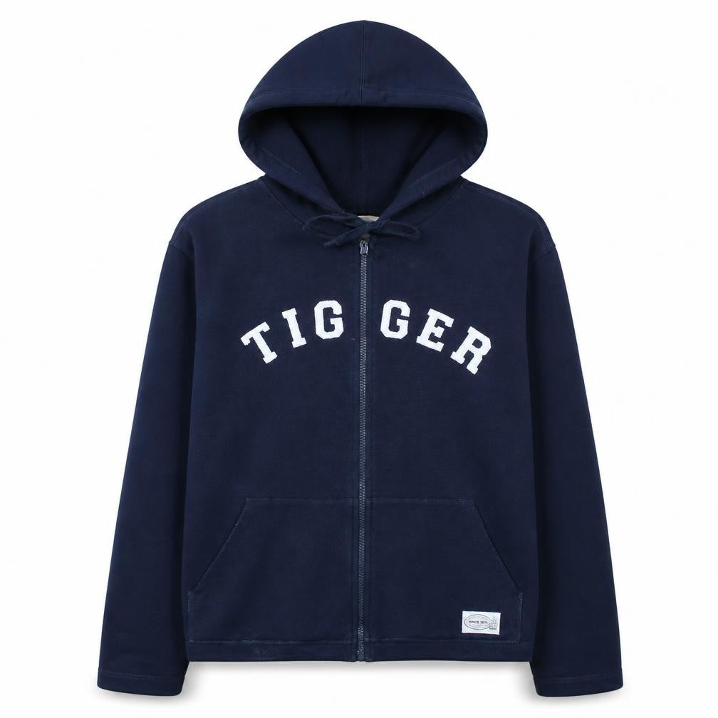 Front view of Walt Disney World Women's Blue Tigger Full Zip Hoodie, size M
