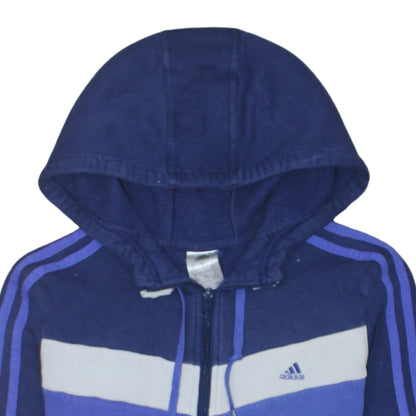 Adidas Women's Blue Full Zip Hoodie Medium Hooded Sportswear