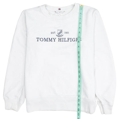 Tommy Hilfiger Women's White XS Pullover Sweatshirt Logo Crew Neck