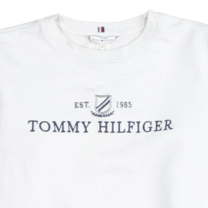 Tommy Hilfiger Women's White XS Pullover Sweatshirt Logo Crew Neck
