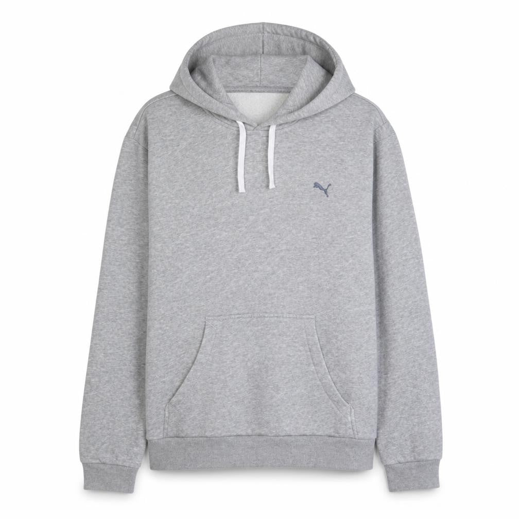 Front view of Puma Women Grey Hoodie XL Relaxed Fit Cotton Blend Pullover