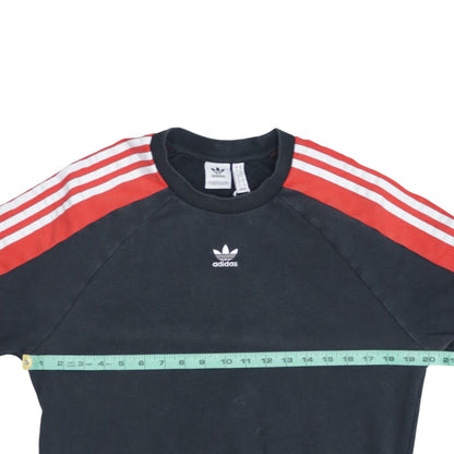 Adidas Women Black Red Crew Neck Pullover Sweatshirt UK 6 XS