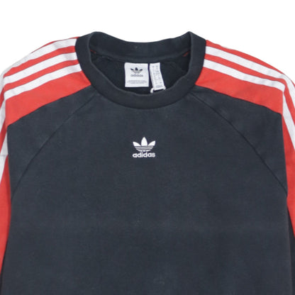 Adidas Women Black Red Crew Neck Pullover Sweatshirt UK 6 XS