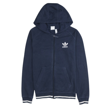 Adidas Women's Navy Blue Full Zip Hoodie UK 8 Cotton Blend Casual