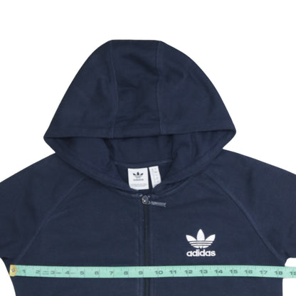 Adidas Women's Navy Blue Full Zip Hoodie UK 8 Cotton Blend Casual