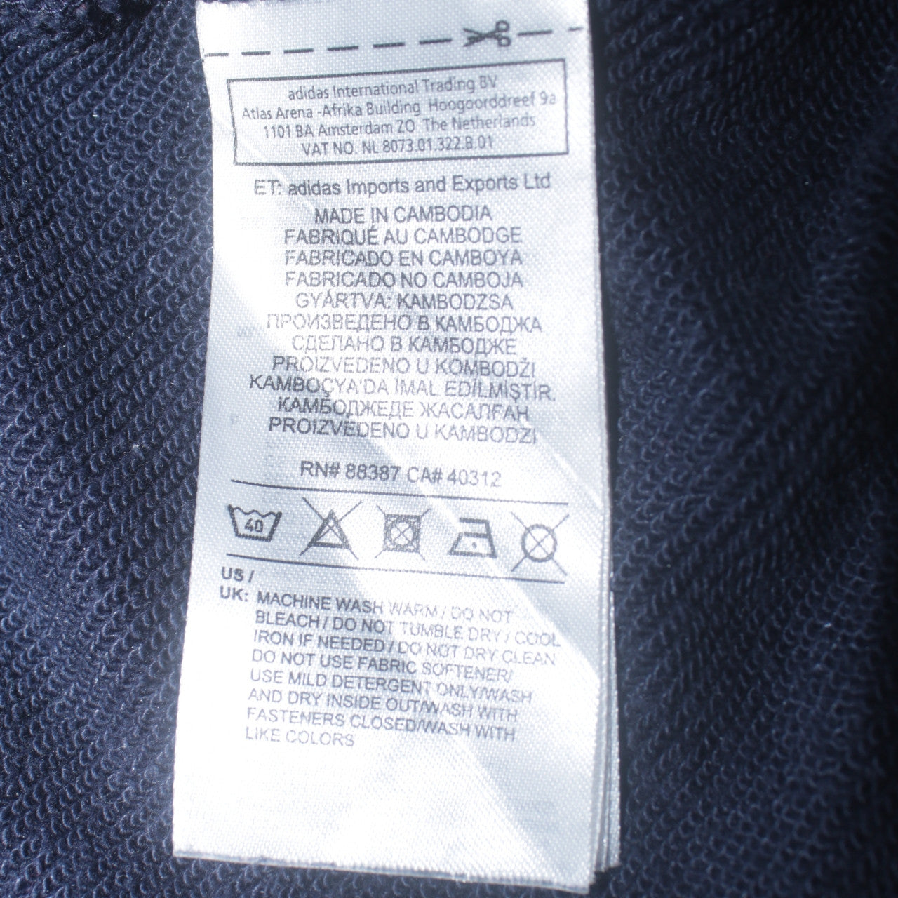 Adidas Women's Navy Blue Full Zip Hoodie UK 8 Cotton Blend Casual