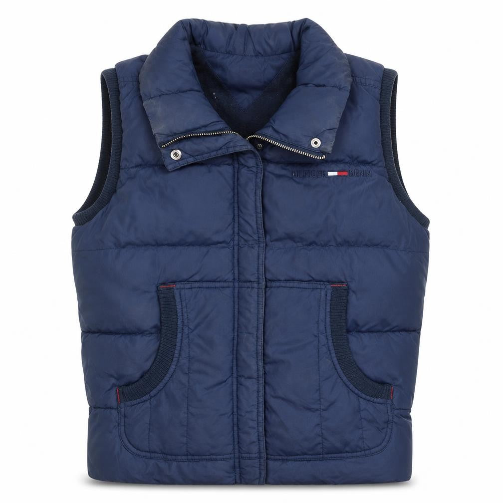 Tommy Hilfiger Women Blue Puffer Waistcoat M Sleeveless Zip