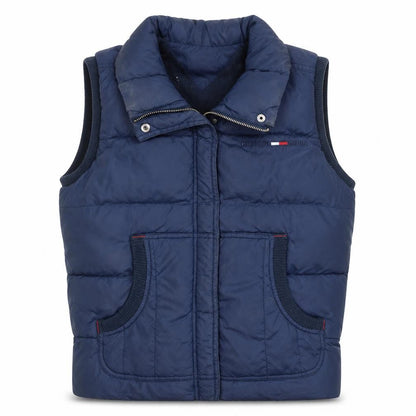 Tommy Hilfiger Women Blue Puffer Waistcoat M Sleeveless Zip