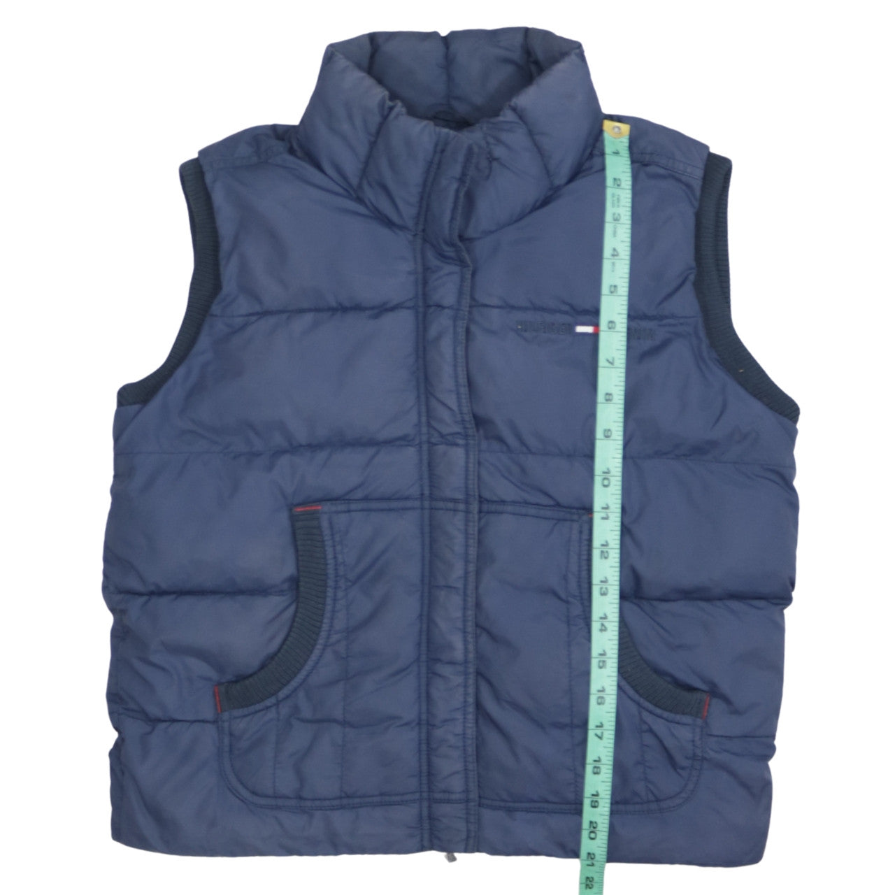 Tommy Hilfiger Women Blue Puffer Waistcoat M Sleeveless Zip