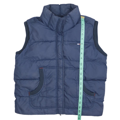 Tommy Hilfiger Women Blue Puffer Waistcoat M Sleeveless Zip