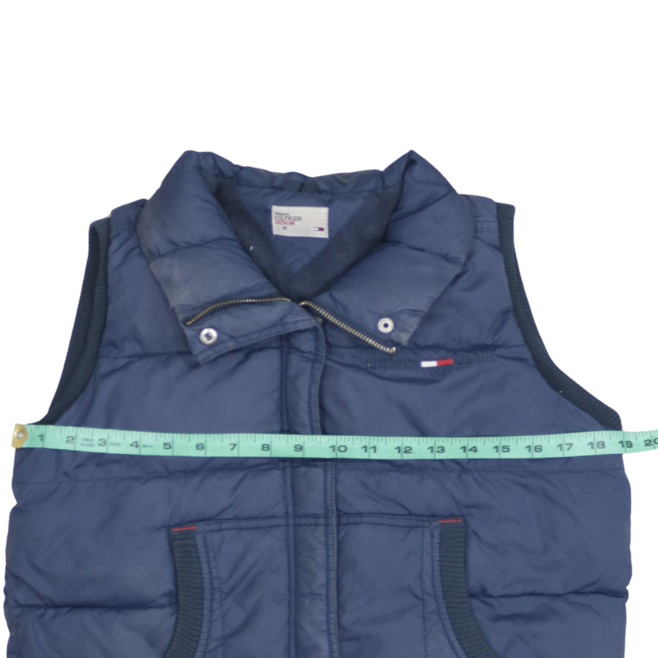 Tommy Hilfiger Women Blue Puffer Waistcoat M Sleeveless Zip
