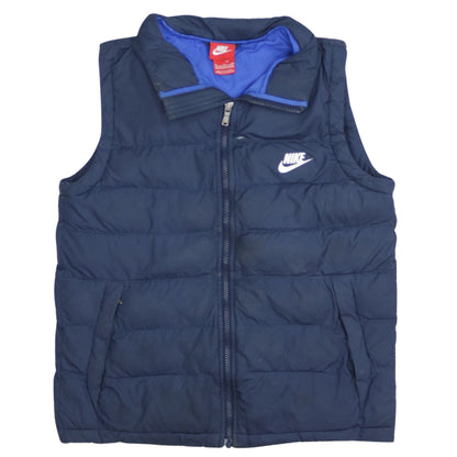 Nike Boys Blue Puffer Gilet Waistcoat XL 13-15 Years Lined Full Zip