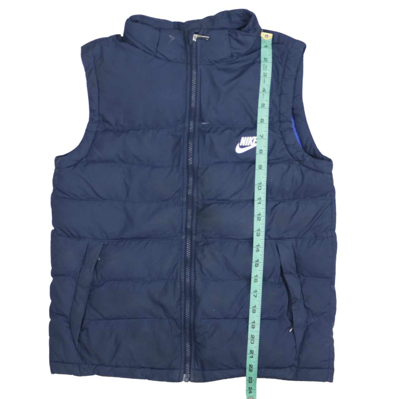 Nike Boys Blue Puffer Gilet Waistcoat XL 13-15 Years Lined Full Zip