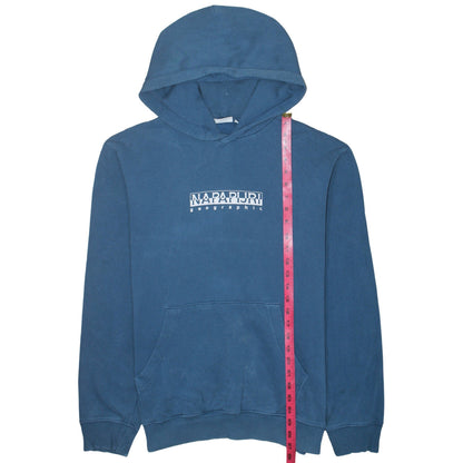 Napapijri Men's Blue Pullover Hoodie Size S Logo Graphic Cotton