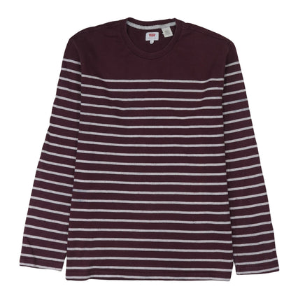 Levi's Men's Brown Striped Long Sleeve Crew Neck Cotton Sweatshirt Size L