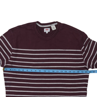 Levi's Men's Brown Striped Long Sleeve Crew Neck Cotton Sweatshirt Size L