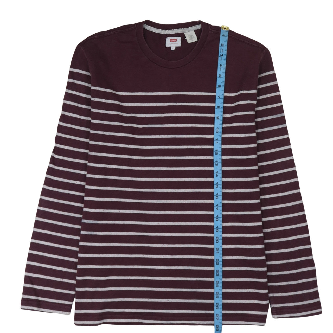 Levi's Men's Brown Striped Long Sleeve Crew Neck Cotton Sweatshirt Size L