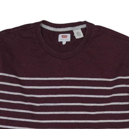 Levi's Men's Brown Striped Long Sleeve Crew Neck Cotton Sweatshirt Size L