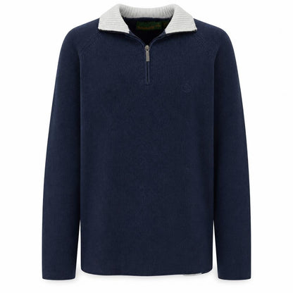 Timberland Men's Blue Cotton 1/2 Zip Collared Jumper Size L