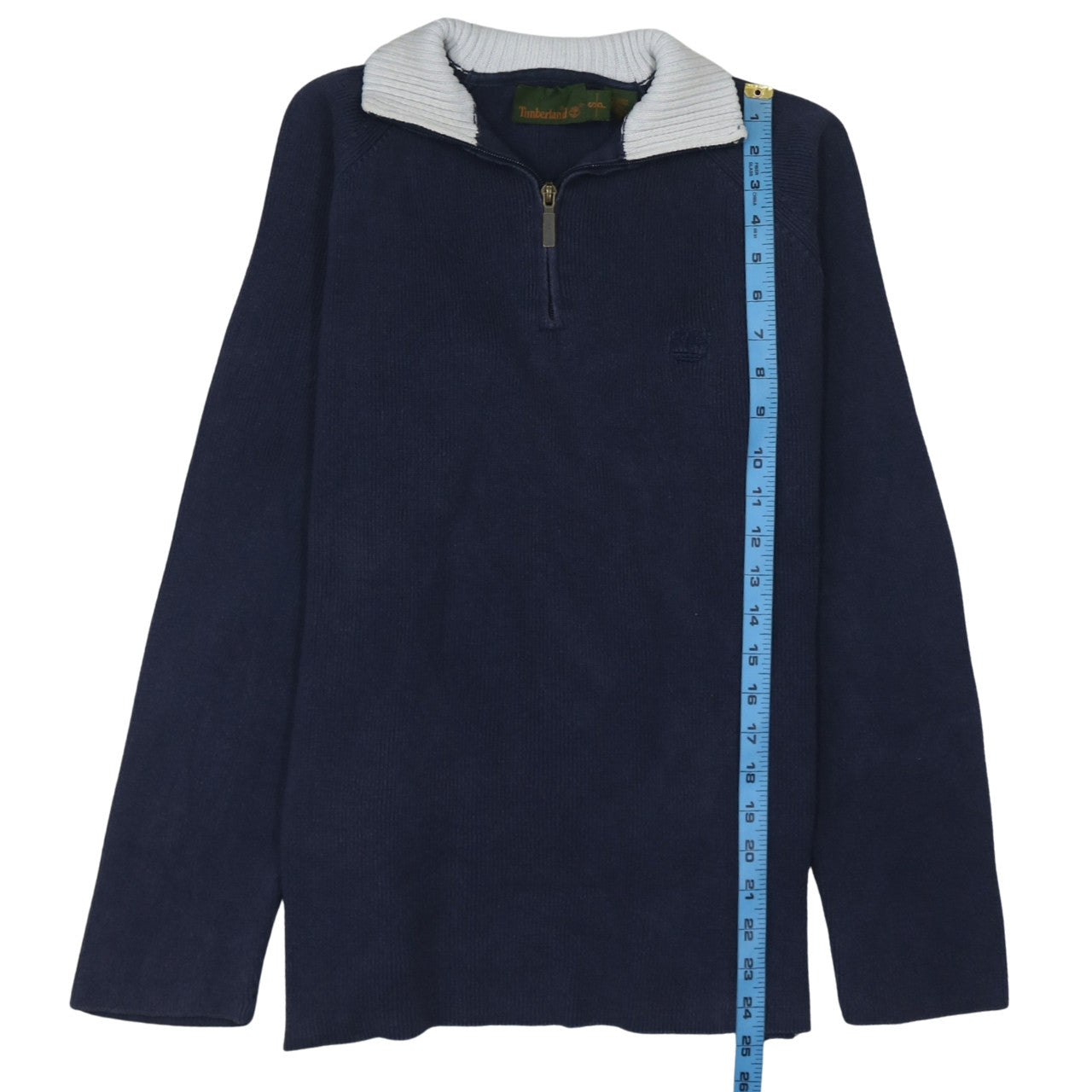 Timberland Men's Blue Cotton 1/2 Zip Collared Jumper Size L