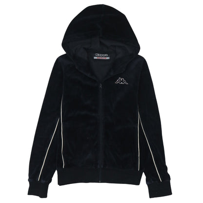 Kappa Women Black Velour Full Zip Hoodie Medium Casual Sportswear