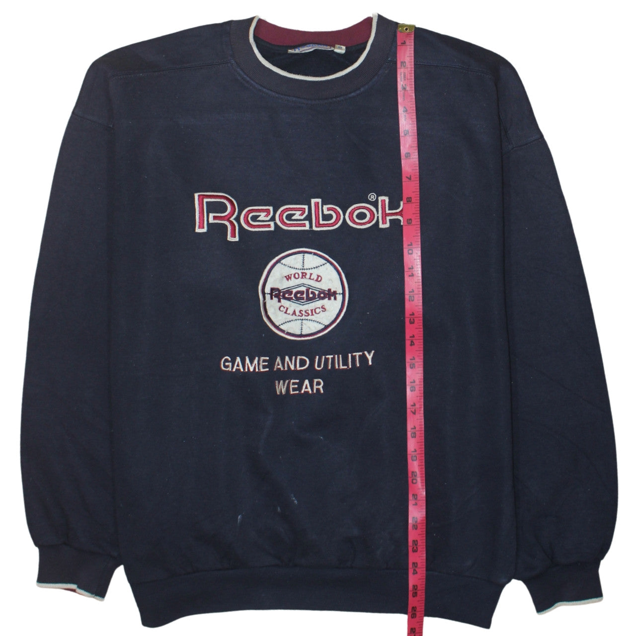 Reebok Men's Blue Embroidered Pullover Sweatshirt M Retro Sports Style