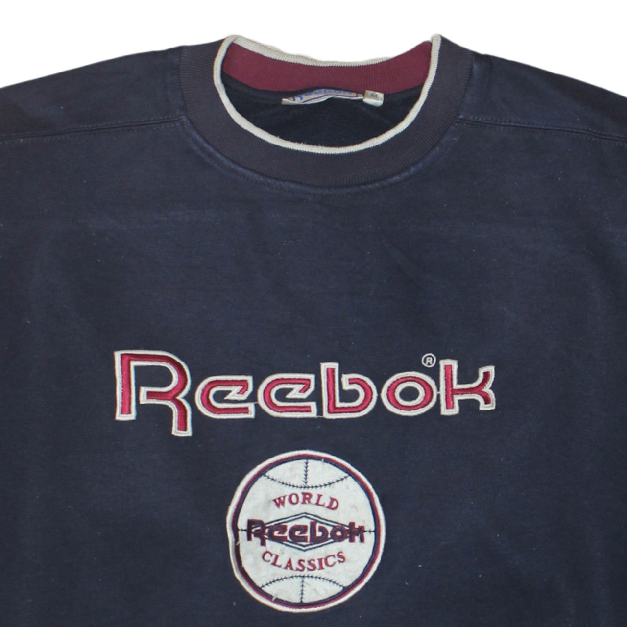 Reebok Men's Blue Embroidered Pullover Sweatshirt M Retro Sports Style