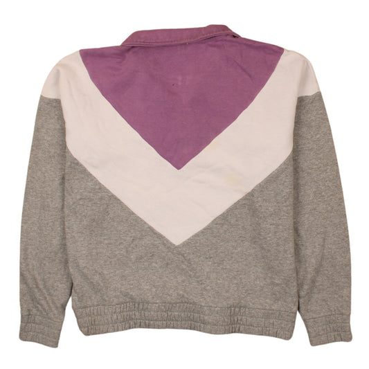 FILA Women’s Grey Purple Colourblock 1/4 Zip Sweatshirt Size M