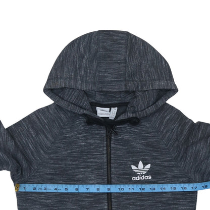 Adidas Women’s Grey Full Zip Hoodie Size 8 Lined Casual Sweatshirt