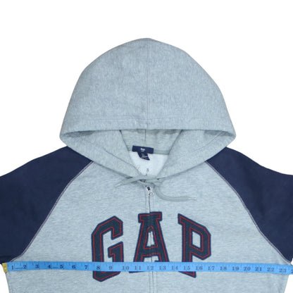 GAP Men's Grey & Navy Full Zip Hoodie Size L Logo Fleece Sweatshirt