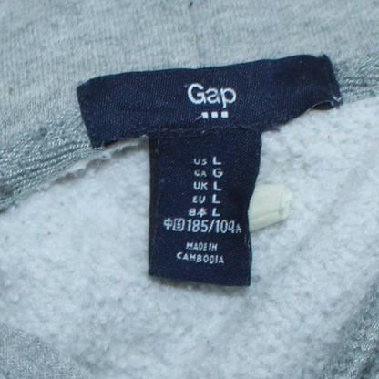 GAP Men's Grey & Navy Full Zip Hoodie Size L Logo Fleece Sweatshirt