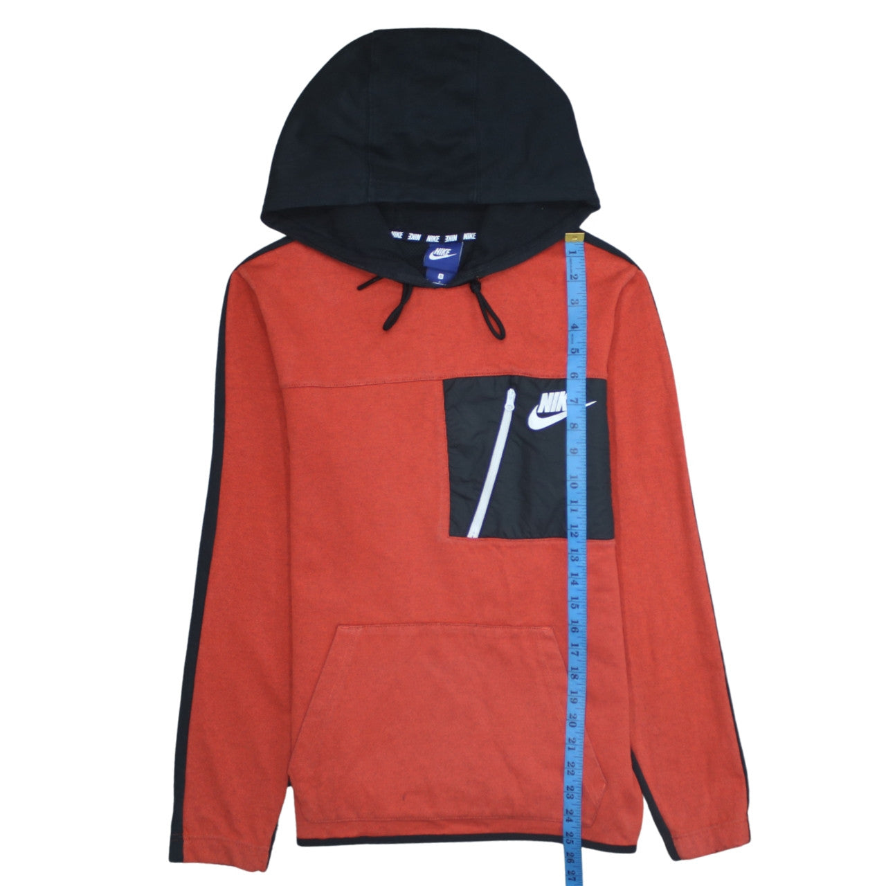 Nike Men's Red & Black Pullover Hoodie Size S with Zip Pocket